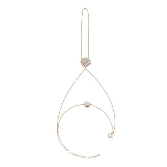 Amorium Rose Gold Plated .925 Sterling Silver Hand Chain Harness Pave - Picture 2 of 3